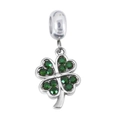 Silver four-leaf clover pendant charm with green crystals for DIY jewelry sets - Pendant Only (No Chain) / Green Four-Leaf Clover (Artificial Gemstone)