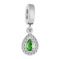 Ciondolo in argento con zircone verde a forma di pera e pietre micro-pave - A forma di goccia / Verde smeraldo