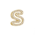 Chubby 18k gold plated bubble letter S charm with white zircon pavé for DIY bracelets - Letter S(S)