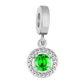 Ciondolo tondo in argento con grande pietra di zircone verde smeraldo e pavé bianco - Rotondo / Smeraldo