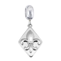 Polished stainless steel fleur-de-lis charm with large-hole bead for DIY necklaces - Pendant Only (No Chain) / Fleur-de-lis Rhombus Tag (Silver)