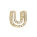 18k gold plated brass letter U bubble pendant bead with sparkling white zircon stones - Letter U(U)