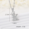 Silver crown letter K necklace pendant with sparkling cubic zirconia stones - Silver K