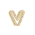 Pave setting 18k gold plated bubble letter V charm with cubic zirconia for DIY jewelry - Letter V(V)