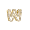 18k gold plated bubbly letter W charm bead with sparkling zircon inlay for bracelets - Letter W(W)