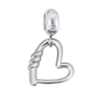 Polished S925 sterling silver heart charm with twisted rope design for DIY necklaces - Pendant Only (No Chain) / Textured Rope Heart (Silver)