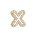 Chubby bubble style 18k gold plated letter X charm bead with cubic zirconia inlay - Letter X(X)