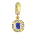 18K gold plated square blue zircon charm pendant with white halo crystal inlay - Square Blue Zirconia Style / Sapphire Blue