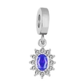 Pendente in acciaio argento con zircone blu intenso e dettagli scintillanti a stella - Blu-Verde