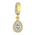 Gold-plated teardrop pendant featuring a central blue stone and white zircon halo - Water Drop Style / Violet