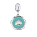 Silver stainless steel spade charm with teal enamel finish for jewelry making - Pendant Only (No Chain) / Cyan Wax Seal Spade (Cyan Enamel)