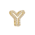 18k gold plated bubble letter Y bead with sparkling zircon stones for DIY bracelets - Letter Y(Y)