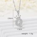 Silver crown letter Q pendant necklace with white cubic zirconia stones for women - Silver Q