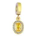18K gold sunflower pendant with oval yellow zircon and small white diamonds - Emerald Green