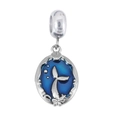 Silver mermaid tail charm with deep blue enamel and starfish for bead bracelets - Pendant Only (No Chain) / Mermaid Tail (Blue Enamel)