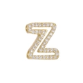 Chubby bubble initial Z bead in 18k gold plated brass with cubic zirconia stones - Letter Z(Z)