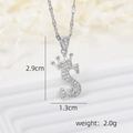 Copper zircon crown letter S pendant necklace in silver finish with measurements - Silver S