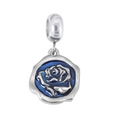 Silver stainless steel rose charm pendant with deep blue enamel inlay and polished finish - Pendant Only (No Chain) / Blue Rose (Blue Enamel)