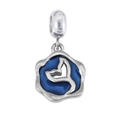 Silver stainless steel whale tail charm with deep blue enamel inlay on a white background - Pendant Only (No Chain) / Sky Blue Whale Tail Style