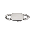 Polished silver stainless steel Cuban clasp connector for jewelry chain necklaces - 6.7*20*3.5mm / Silver