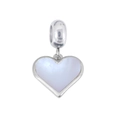 Silver stainless steel heart charm with white mother of pearl inlay for DIY jewelry - Pendant Only (No Chain) / White Mother of Pearl Heart (Silver Frame)