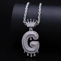 Hip-hop zilveren kroon letter G hanger ketting met zirkonia en een gedraaide ketting - Letter G / Zilver