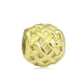 Ciondolo a sfera cava in acciaio inossidabile placcato oro 18k con trama intrecciata - Linee di Trama e Ordito Intrecciate (NO.6)