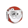 Detailed view of Santa Claus charm bead with red enamel for DIY stainless steel bracelets - Santa Claus Style