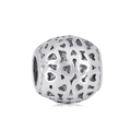 Polished stainless steel heart hollow bead with large hole for DIY bracelet and necklace - Hollow Heart Pattern Style