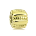 Makro-Detail von goldenem Edelstahl-Zwischenstück mit Perlenmuster für DIY-Schmuck - Körnige Reliefstruktur (NO.3)
