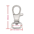 Polished silver metal lobster clasp 44mm with rotating D-ring for handbag strap hardware - 44*21.5*15.8mm