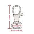 Polished silver lobster clasp swivel hook for bag chains with 48mm length dimension - 48*21.5*15.8mm