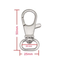 Polished silver lobster clasp for bags with 360-degree swivel ring measuring 50mm - 50*25*20mm