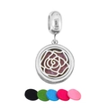 Colgante de aromaterapia de acero plateado con diseño de rosa y cinco almohadillas - Estilo de Rosa (5)