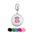 Colgante aromaterapia de oso plateado con cristales rosas y cinco almohadillas - Estilo de Oso (8)