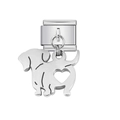 Italian modular stainless steel charm link featuring a silver dachshund puppy pendant with heart - Dachshund Style