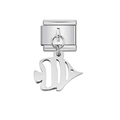 Italian charm bracelet link with a silver tropical fish pendant in stainless steel - Tropical Fish Shape