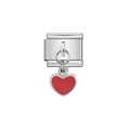 Maglia per bracciale componibile italiana in acciaio inox con ciondolo a cuore rosso - Cuore Rosso Opaco (17)