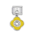 Italian charm bracelet with stainless steel links and yellow flower crystal pendant - Yellow Flower Pendant (5)