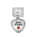 Bracciale italiano in acciaio inossidabile con ciondolo a cuore e scritta Best Friend - Cuore Impronta Best Friend (20)