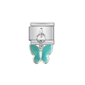 Modulo per bracciale italiano con ciondolo a farfalla in smalto verde acqua e acciaio - Stile Farfalla Teal (9)