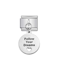 Maglia charm italiano con ciondolo Follow Your Dreams e ritaglio a cuore in argento - Stile Targhetta Ispiratrice (11)