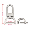 Polished silver stainless steel swivel clasp with 46mm height for bags and keychains - 6 Points 46*28*20mm / Silver