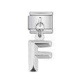 Polished silver stainless steel modular Italian charm with bold letter F pendant - Letter F (9)