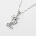 Silver crown letter Z pendant necklace with sparkling cubic zirconia in hip hop style - Letter Z / Silver