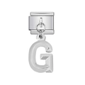 Italian charm bracelet component with letter G pendant in polished stainless steel - Letter G (10)