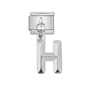 Polished stainless steel Italian charm bracelet link with a hanging silver letter H pendant - Letter H (11)