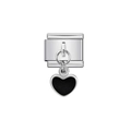 Link per bracciale italiano in acciaio inox con pendente a cuore in smalto nero - Stile Cuore Nero (14)