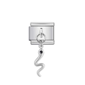 Charm modulare italiano in acciaio con ciondolo a serpente d'argento e gemma nera - Stile Serpente (16)