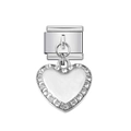 Ciondolo a cuore per bracciale italiano con smalto bianco e pietre di zircone lucide - Ciondolo a Cuore in Smalto Bianco (13)